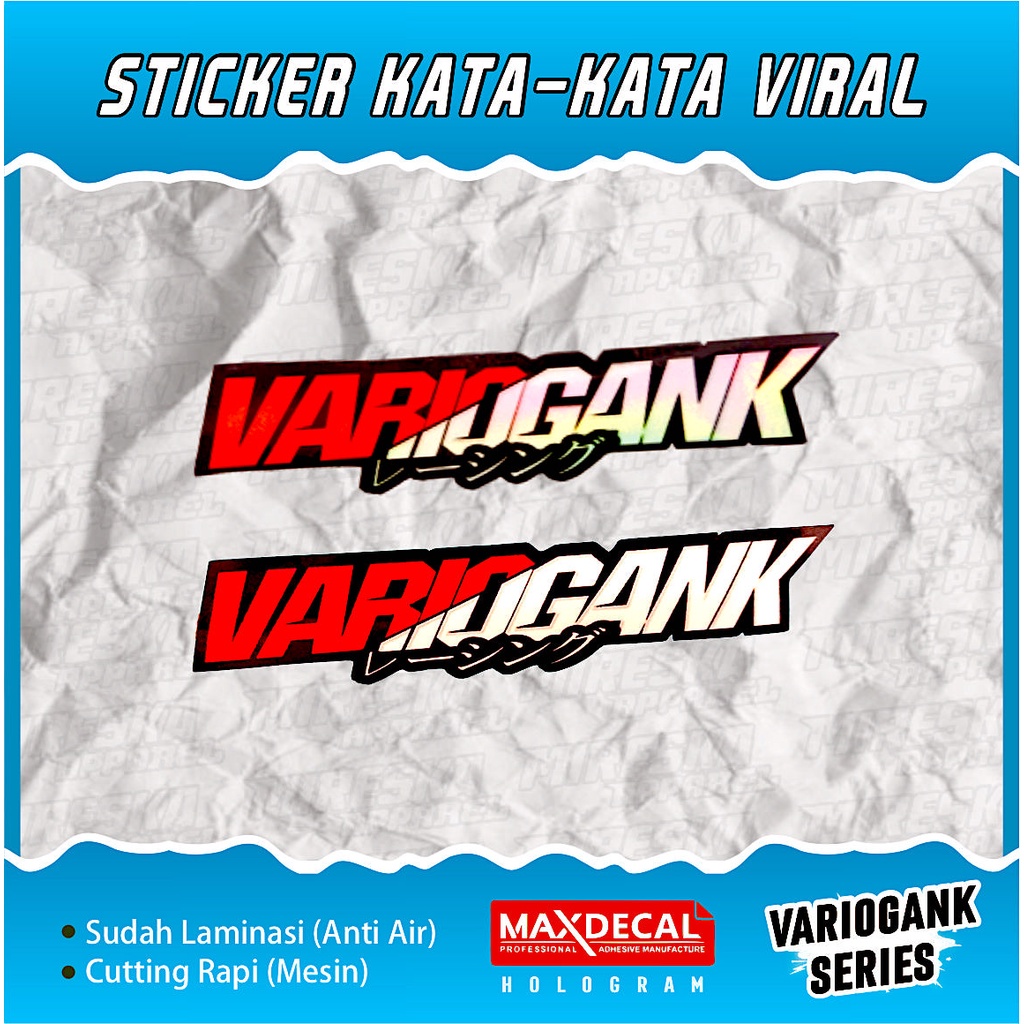 TERLARIS STICKER VARIOGANK VIRAL | STIKER HELM MOTOR CUTTING VIRAL HOLOGRAM | KATA-KATA | STICKER RA