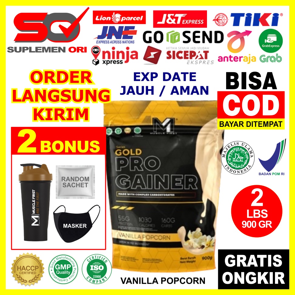 Muscle First M1 Gold Pro Mass Gainer 2Lbs 900 Gram ASLI ORIGINAL HALAL BPOM M1 Gainer 2 Lb 900 Gr Su