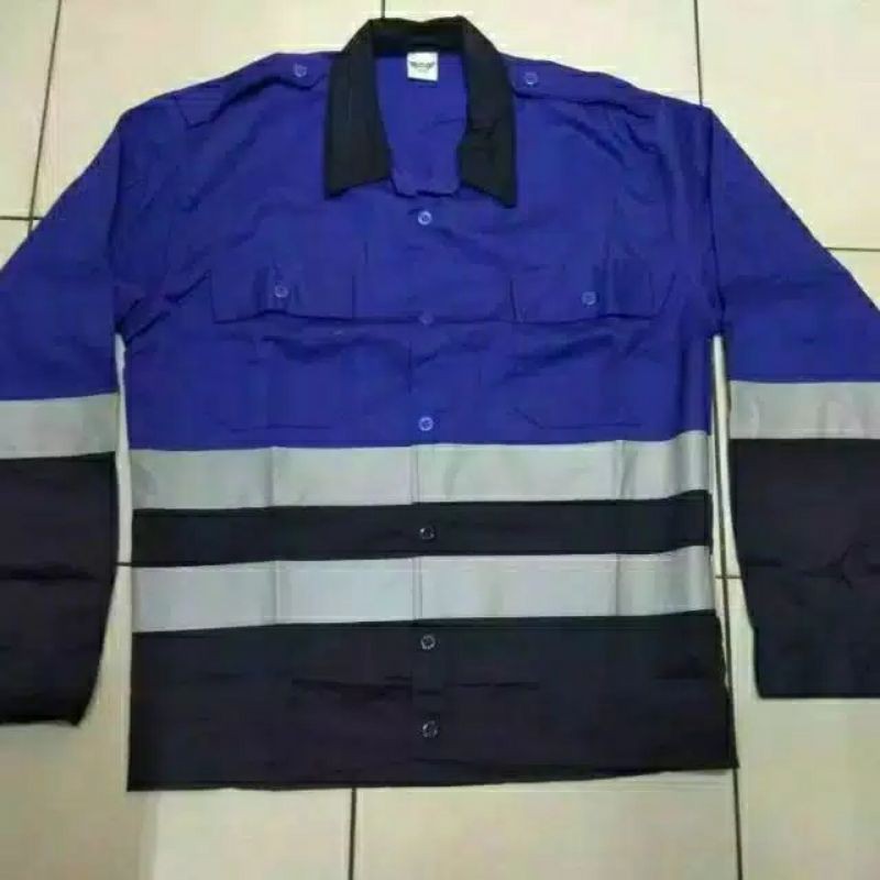 Baju Safety/Seragam Kerja Kombinasi Biru-M