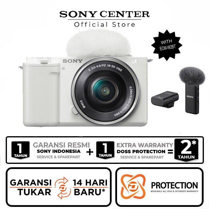 Sony ZV E10 Sony ZVE10 Mirrorless Camera Kit 16-50mm-White+ECMW2BT