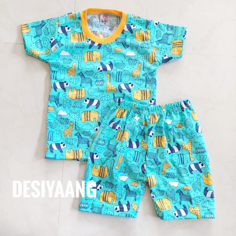 Setelan Anak Qkids kaos OBLONG celana pendek bahan Libby VELVET JUNIOR