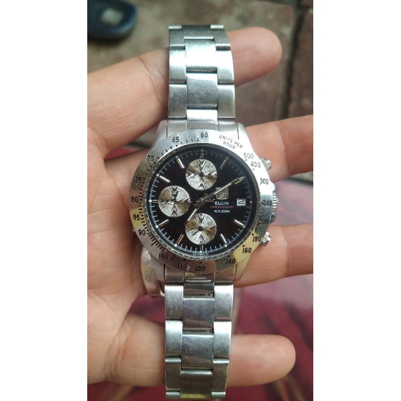 jam elgin usa homage rolex daytona japan quartz second bekas