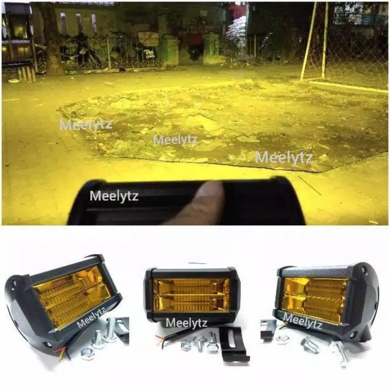 lampu tembak sorot LED kuning BAR cree CWL 24 mata 2 susun led motor/mobil 24titik