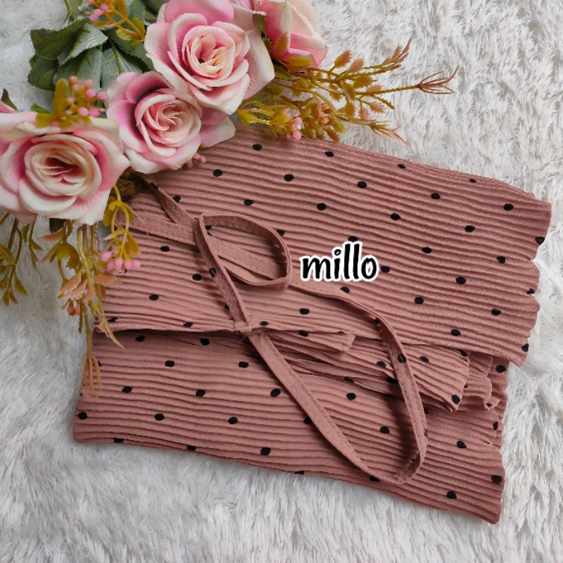 BERGO PLISKET POLKA MH / JILBAB BERGO / BERGO PLISKET MOTIF / JILBAB PLISKET / BERGO TALI / PLISKET POLKA-Millo