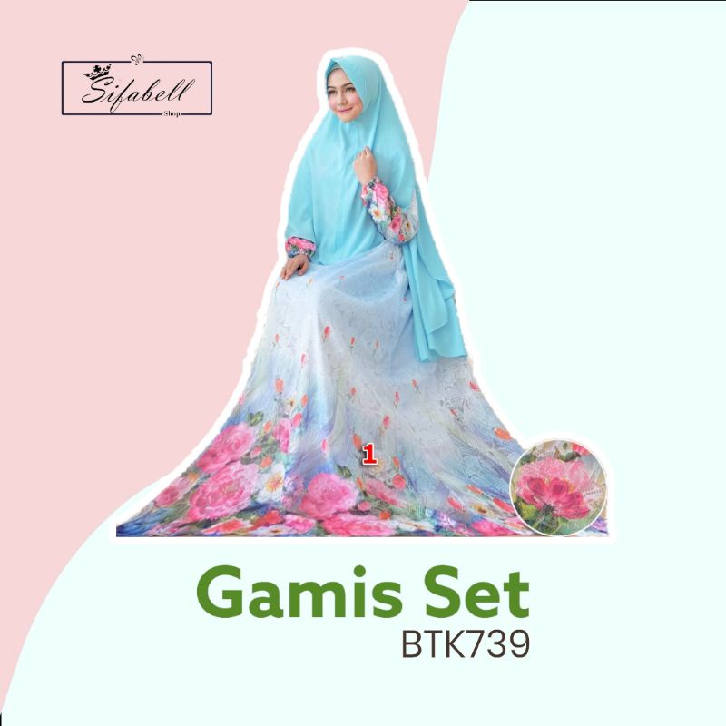 Gamis Set Bahan Brukat Import Lapis Furing Premium BTK739