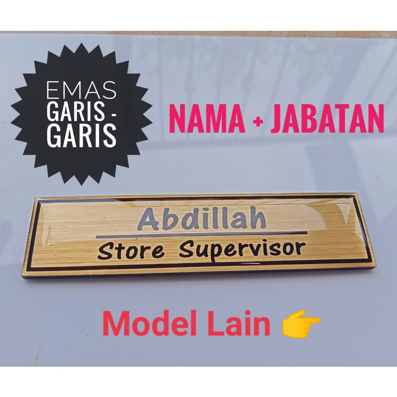 Name Tag Warna Emas Garis garis