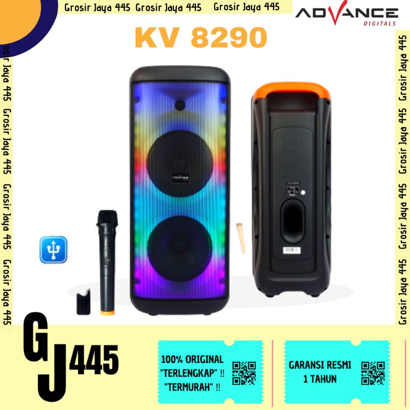 Advance KV-8290 Speaker Aktif Bluetooth 8&quot; Free 1 Mic Karoke RGB Light / Speaker Karaoke