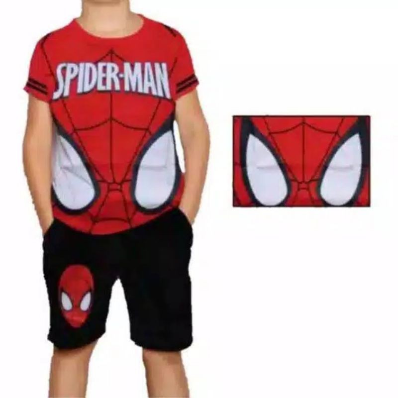 SETELAN ANAK LENGAN PENDEK SPIDERMAN MATA LENGAN PENDEK SANTAI