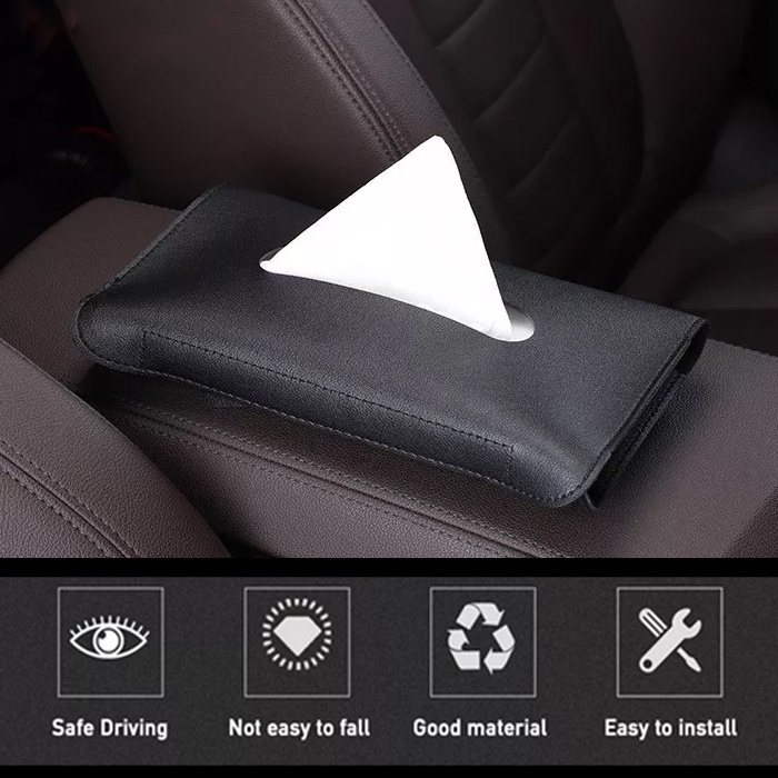 Kotak Tisu Mobil Tempat Tisue Mobil Kotak Organizer Tissue Bahan Kulit Sintetis PU Leather