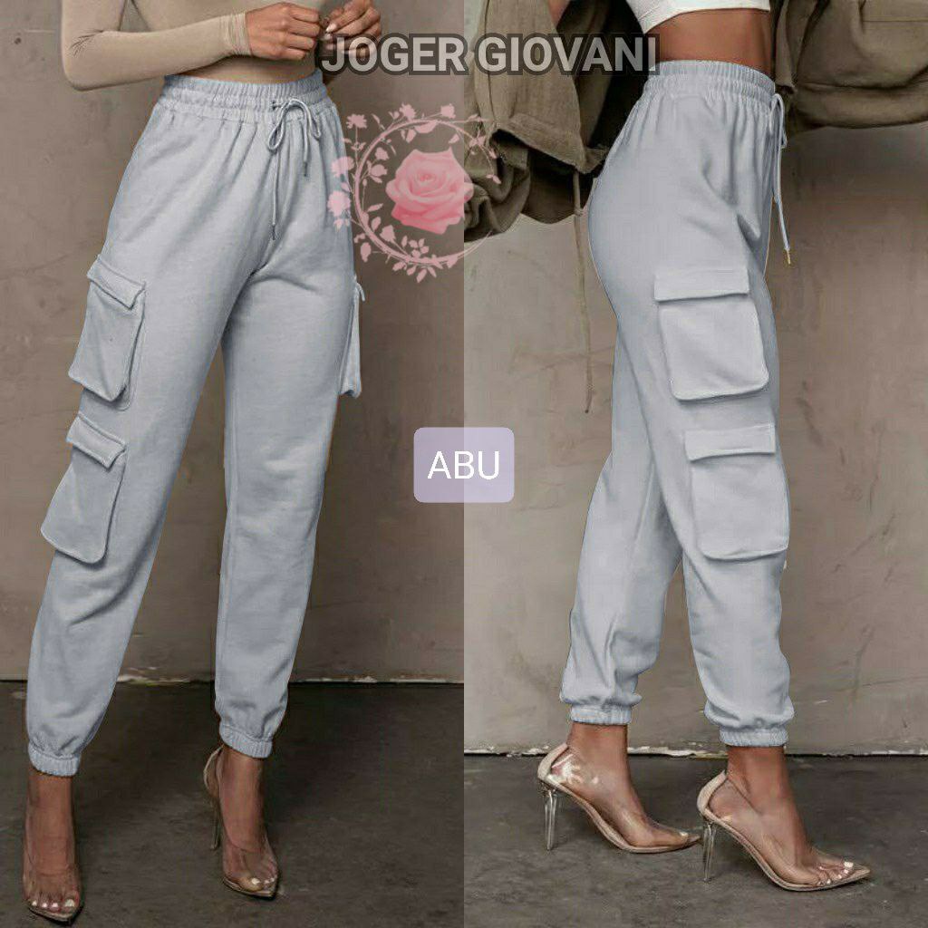 JOGGER WANITA GEOVANI FASHION / KANTONG POKET KIRI KANAN / BAHAN TEBAL / CELANA PANJANG CEWE