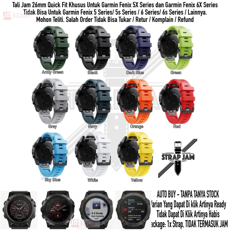 MF7 Strap Garmin Fenix 5x / 6x 51mm - Tali Jam Tangan Quick Fit 26mm Rubber Silikon Sporty