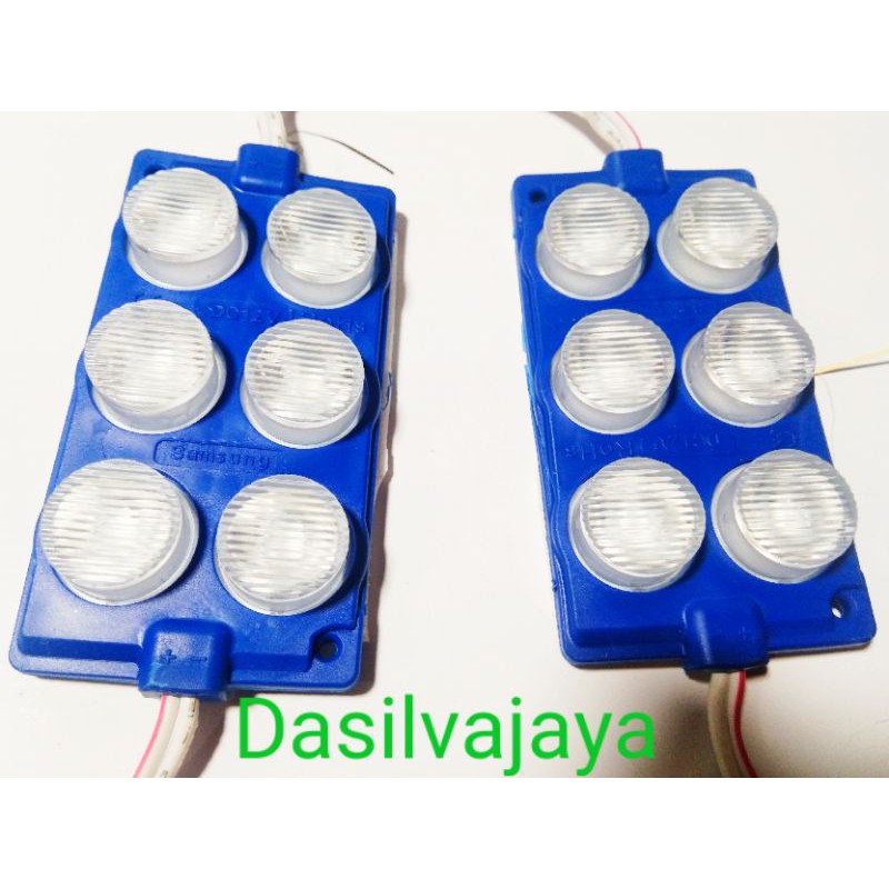 LAMPU LED 6 MATA KOTAK BIRU 12 VOLT