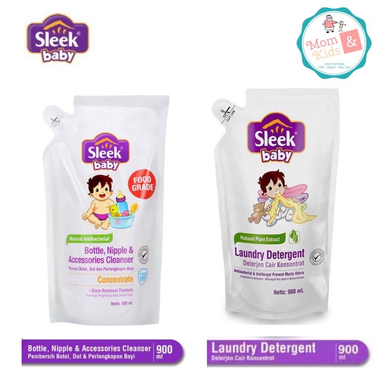 Sleek Bottle, Nipple, and Baby Accessories Cleanser 900ml / Sleek Laundry 900 ml