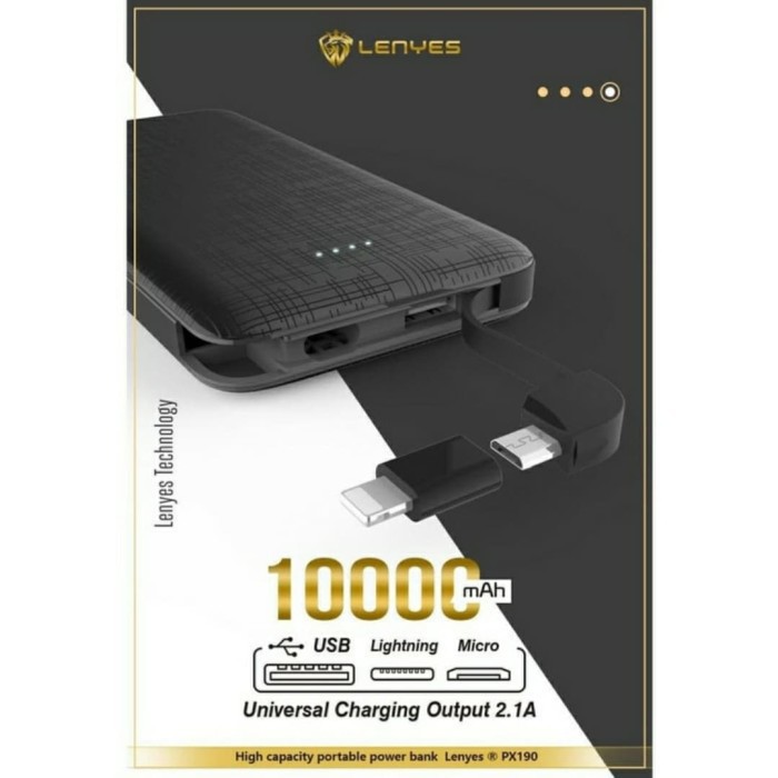 LENYES PX190 10000MAH 2 IN 1 POWERBANK REAL CAPACITY ORIGINAL