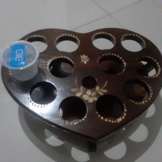 Tempat Aqua Gelas Model Love Dari Kayu Jati