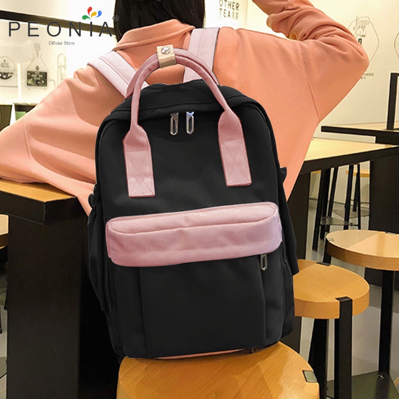 Peonia PNA SAVINA Ransel Korea Tas Wanita Laptop Punggung Import Kantor Kerja Sekolah Kuliah Outdoor Trendy Fashion Style Travel Casual Backpack Anak Remaja Perempuan Selempang Cewek Bag-3