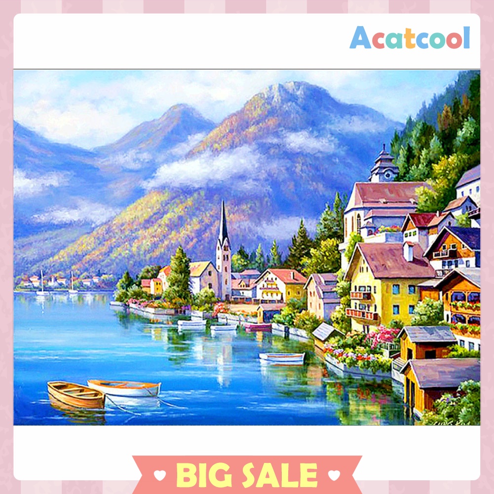 Seaside Town 5D Full Drill Diamond Painting Embroidery DIY Craft Needlework