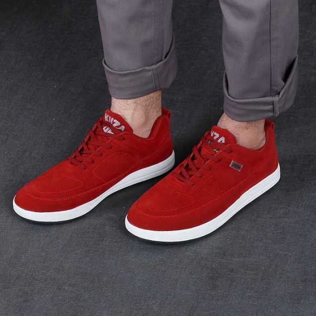 red leather sneakers