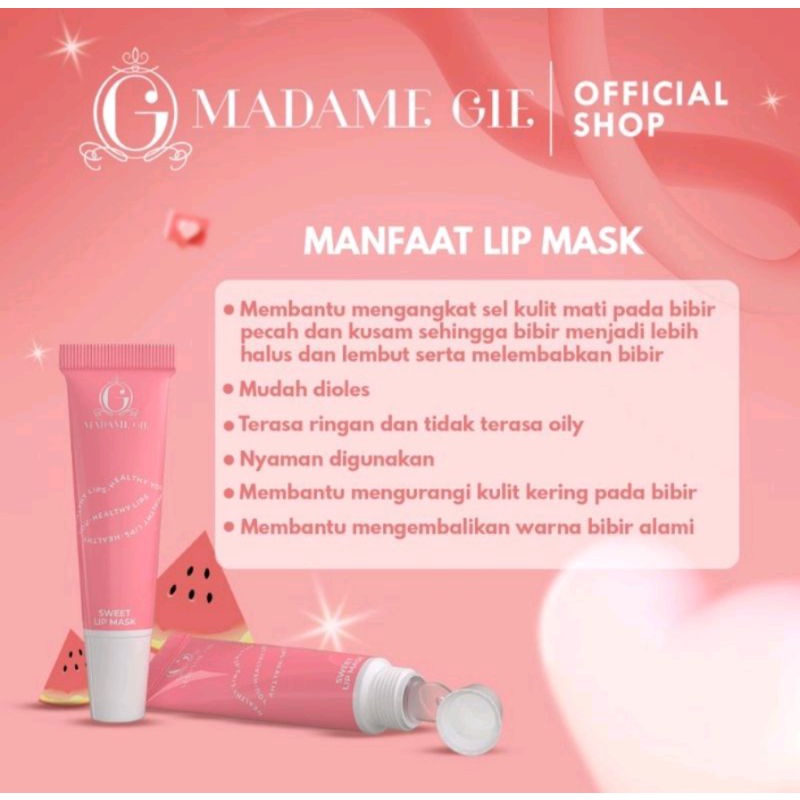 MADAME GIE SWEET LIP MASK MASKER SCRUB PELEMBAB BIBIR