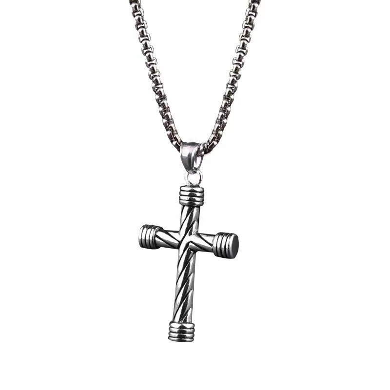 Kualitas Tinggi Cross Kalung Titanium Liontin Aksesoris 70 Cm Pria dan Wanita Panjang Kalung N-22029