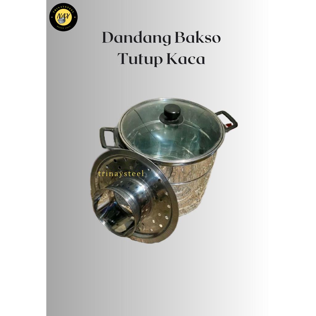 DANDANG BAKSO STAINLESS TUTUP KACA