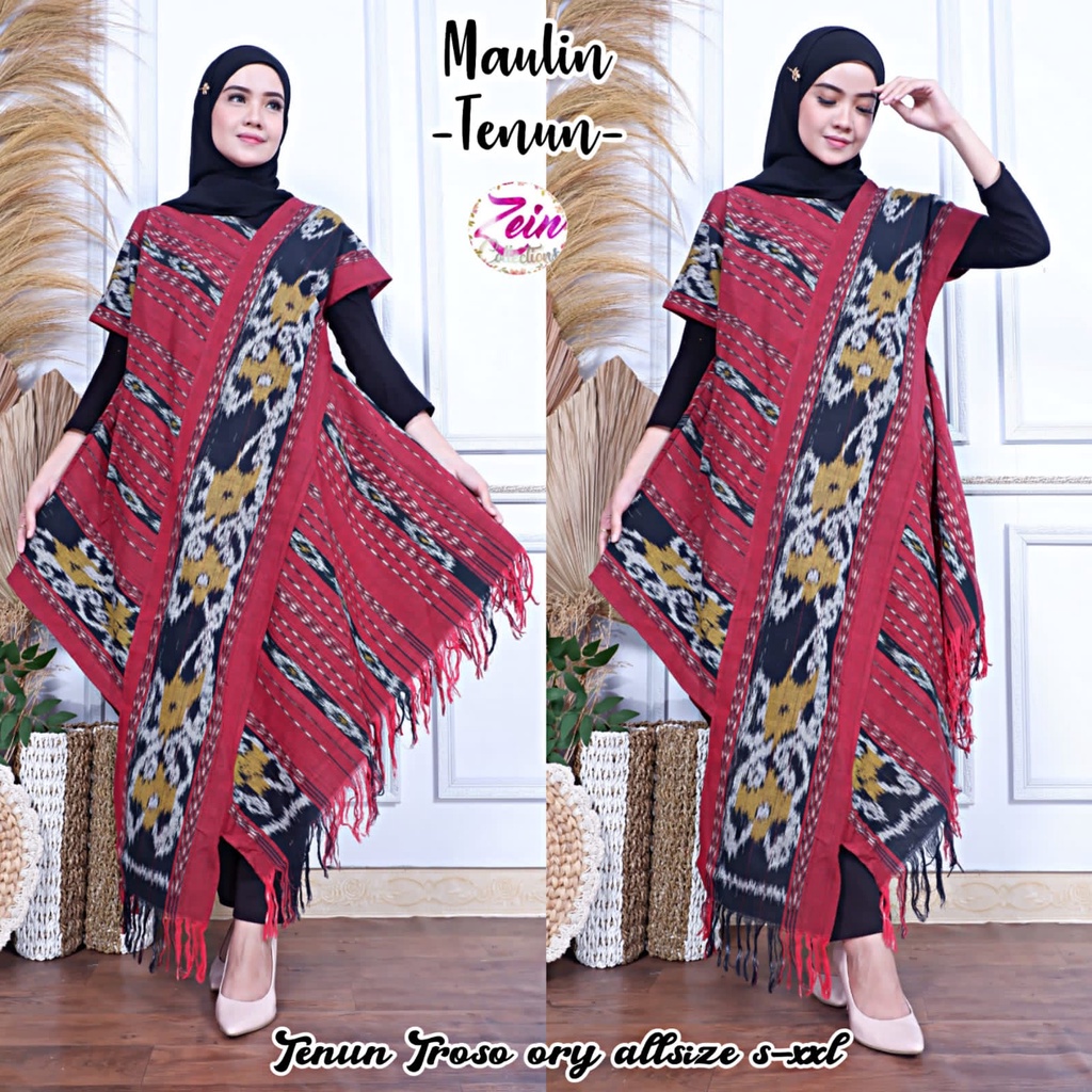 Dress Tunik Batik Tenun by Butik Batik Solo Bahan Tenun ORI kode MAULIN DRESS TUNIK