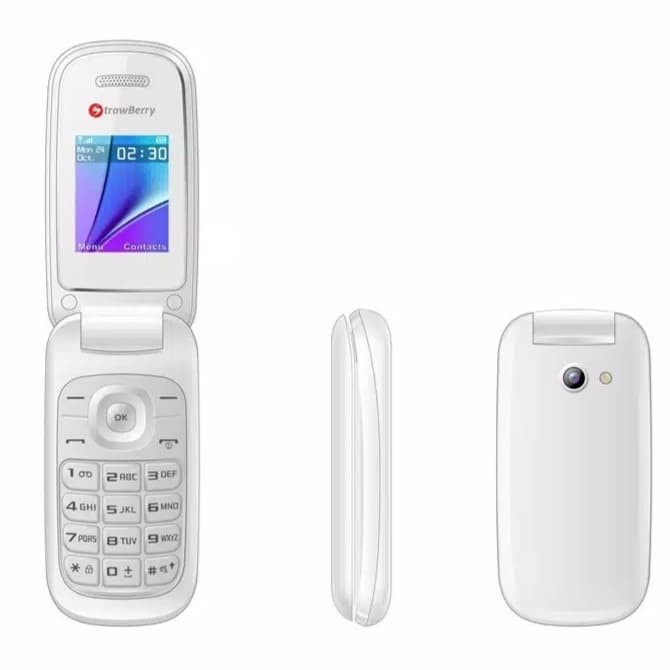 STRAWBERRY S1272 REBORN Handphone Flip - GARANSI RESMI-PUTIH