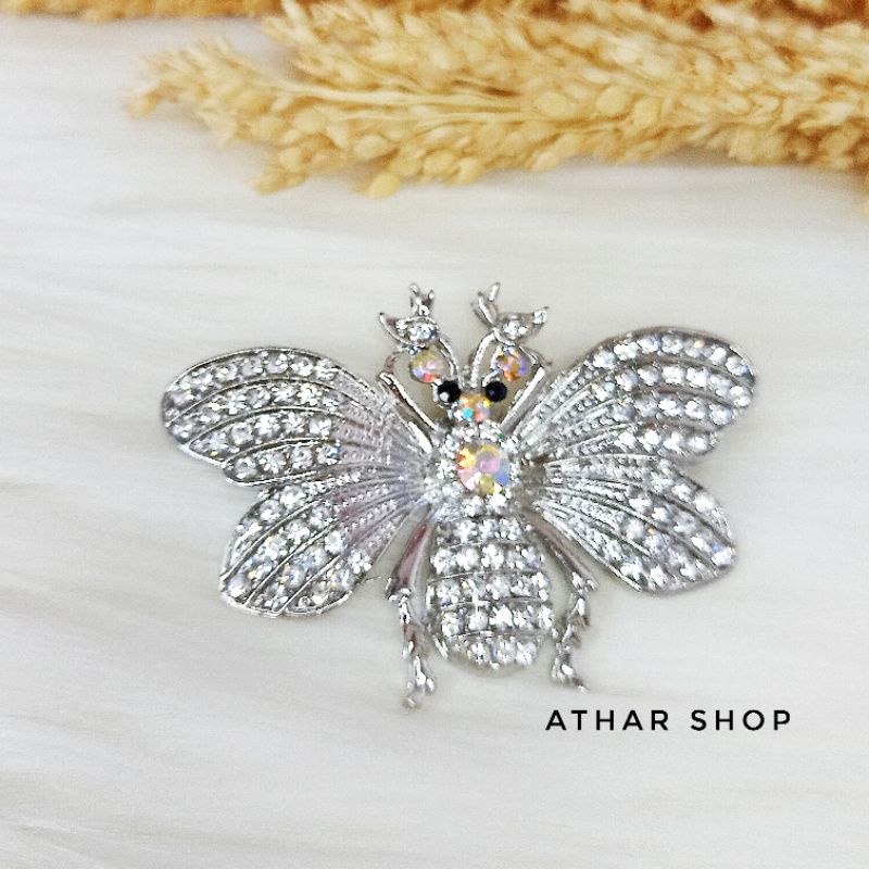 Bros B,bross button,pin Bros buttonscarves-Lebah silver