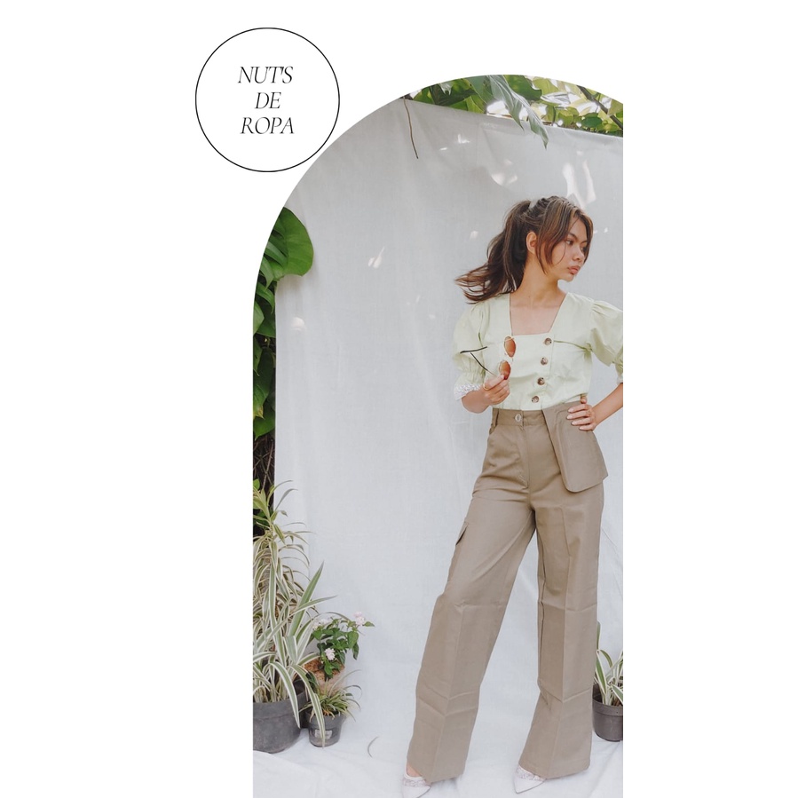 JAVIER PANTS IN OLIVE GREEN / CELANA STRAIGHT LEG CARGO WANITA