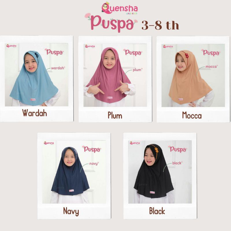 KERUDUNG POLOS ANAK CEWEK JILBAB MURAH HIASAN MUTIARA CANTIK PAD ANTI LETOY PUSPA BY QUENSHA HIJAB M