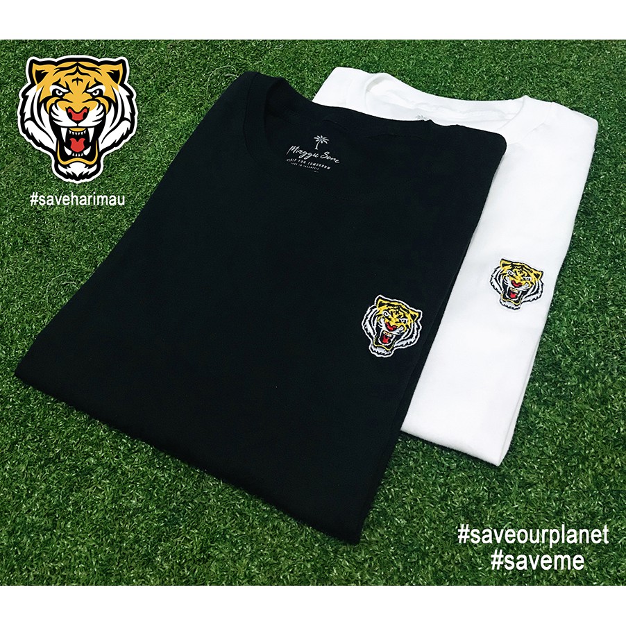 T-SHIRT / KAOS / BAJU GUNUNG CAMPING PENDAKI OUTDOOR ADVENTURE ( WARNA PUTIH/ HITAM BORDIR HARIMAU )