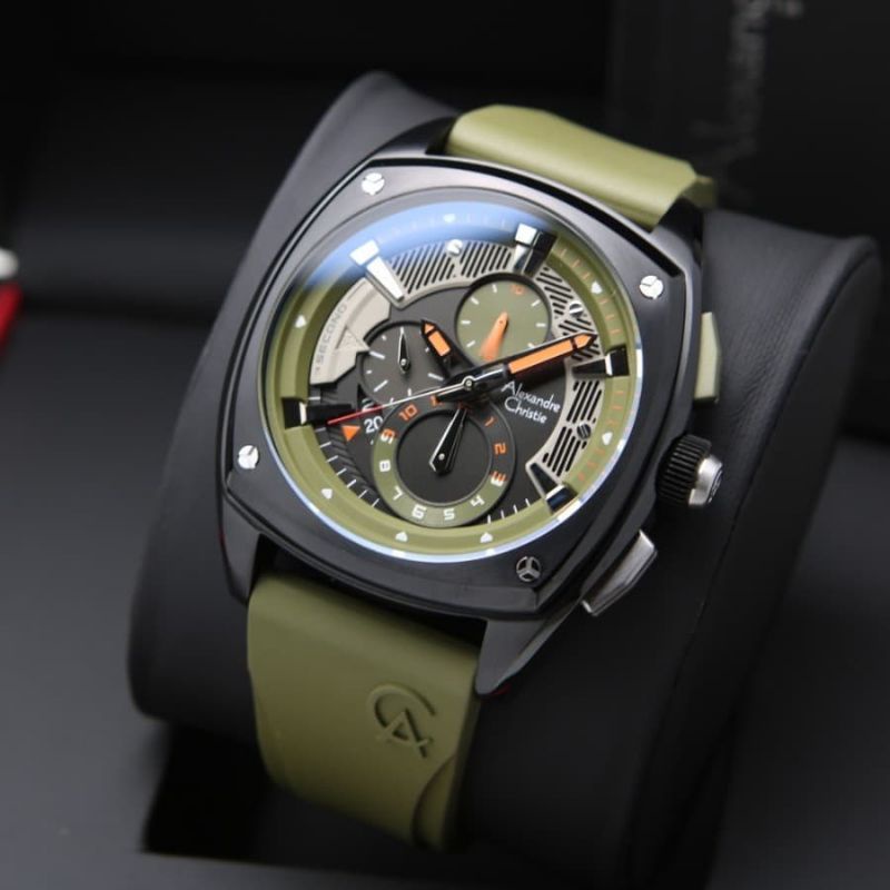 Jam Tangan Alexandre Christie AC 6591 Pria / AC6591 MC Green Army Original