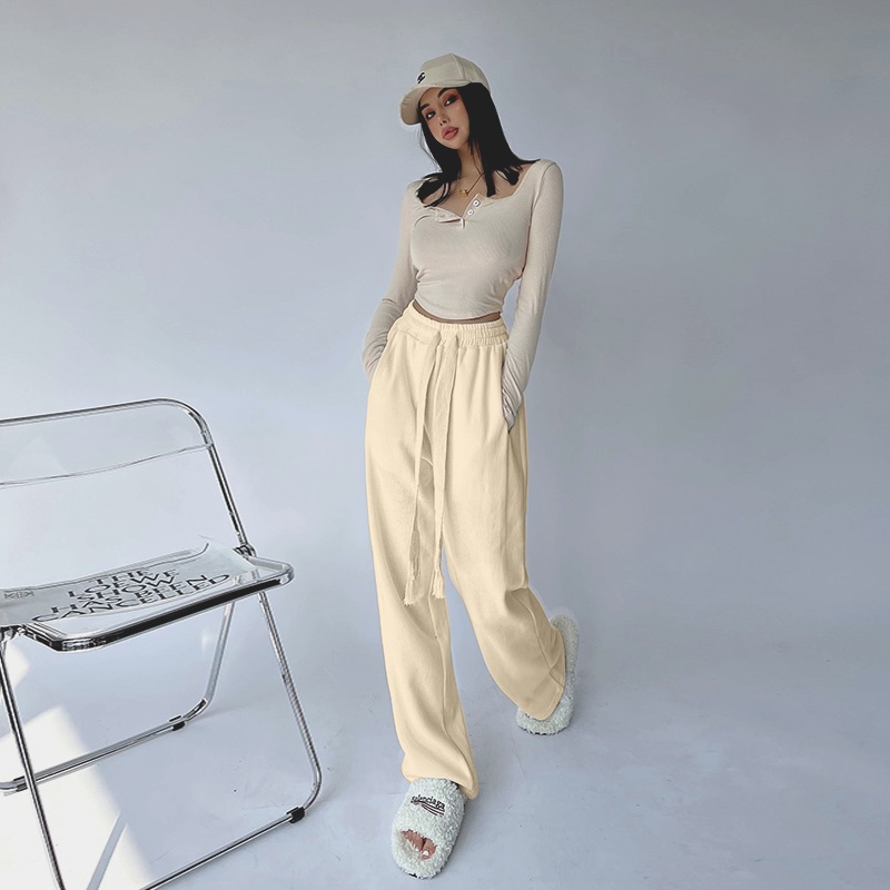 【LIVIAHOME】Cool Girl High Waist Loose Straight Casual Wide Leg Pants 7313