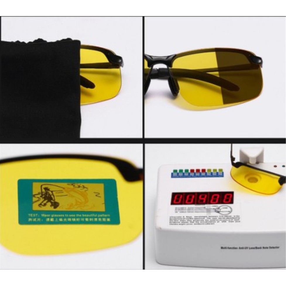 Sunglass Fotosensitif Berubah Warna Night Vision HD Photocromic Polarized Kacamata Mengemudi Malam