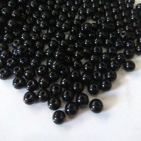 Mote Hitam 6mm/100pcs (Batu Mata kucing)