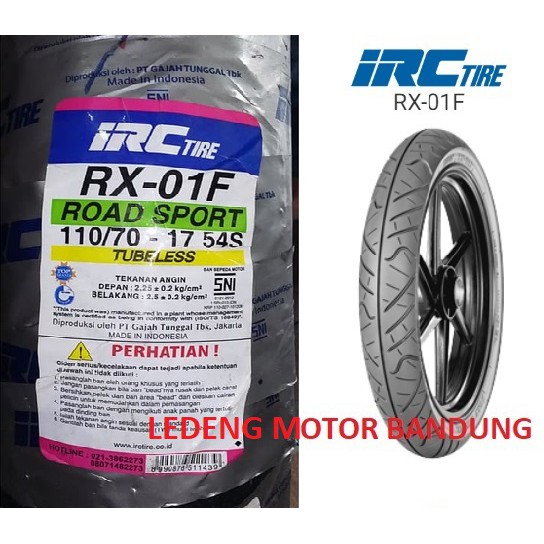 IRC 110/70-17 RX 01 Front Road Winner Ban Tubeless Motor Sport