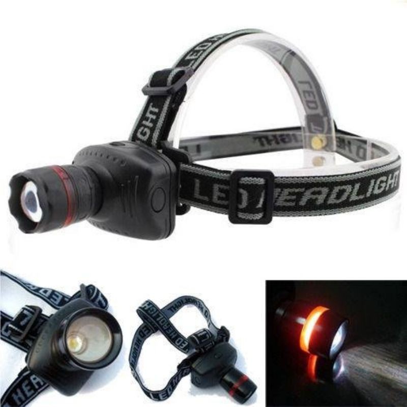 Senter Kepala LED Mini Headlamp Zoom Telescopic