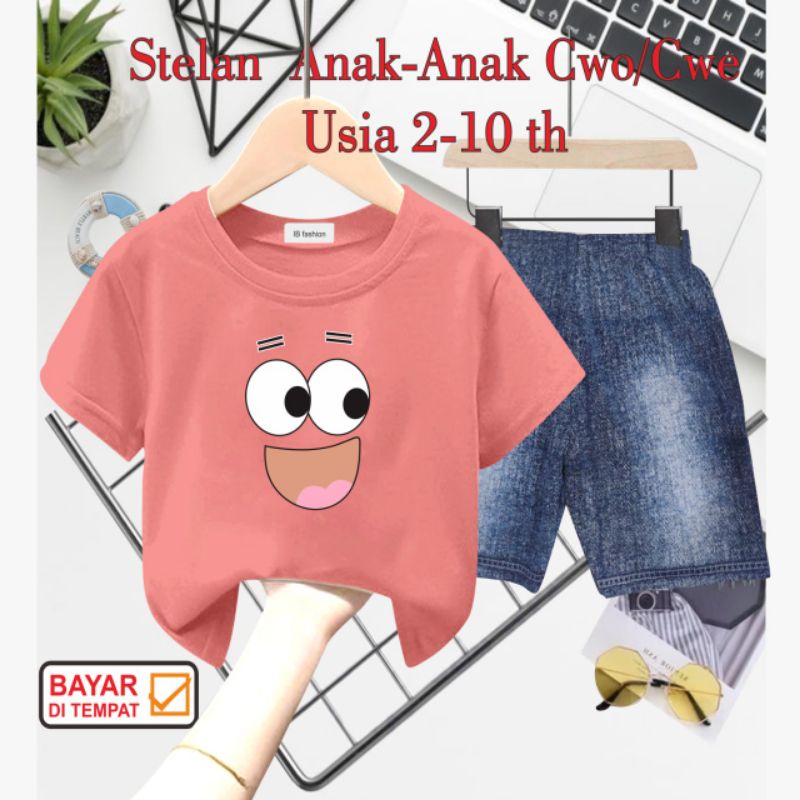 ((IB))SETELAN ANAK2 UNISEX SEMI JEANS/MATA DIGITAL SABLON