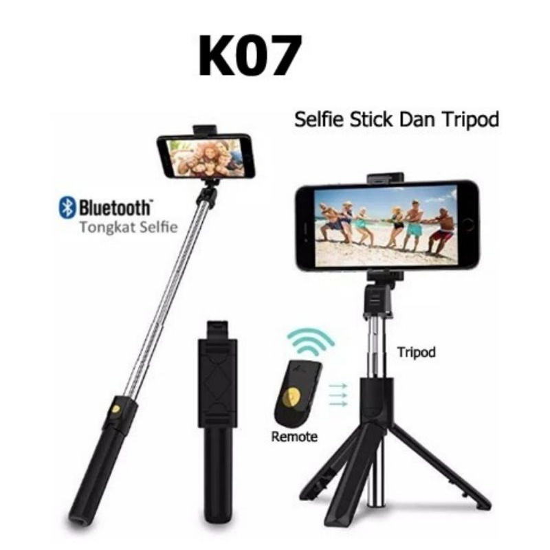 Tongsis Magic 3 in 1 K07 Bluetooth Tripod Selfie Stick 70cm  Remote