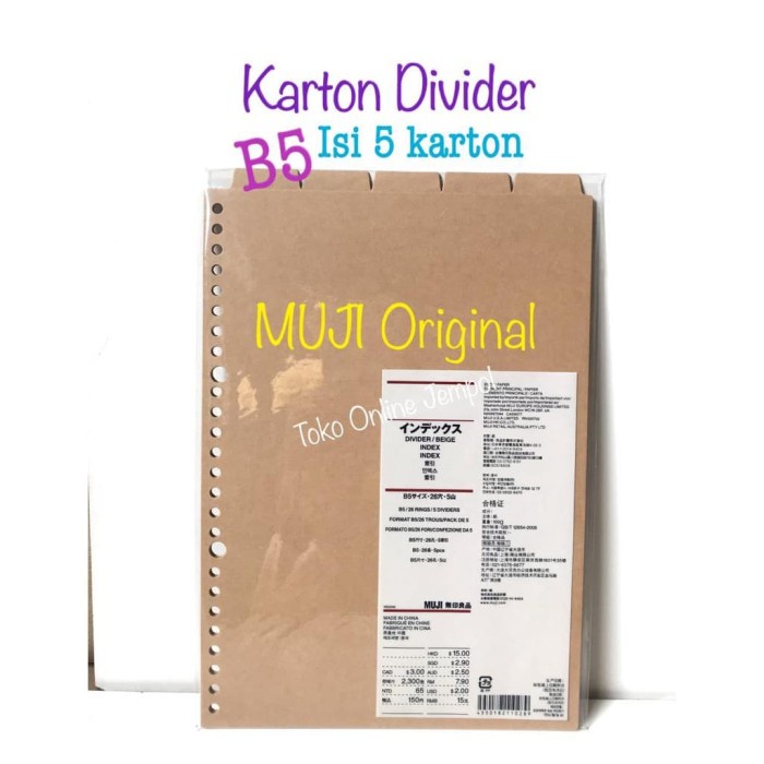 

B5 File Divider Karton Pembatas Binder MUJI dokumen 110289 ATK0895MJ