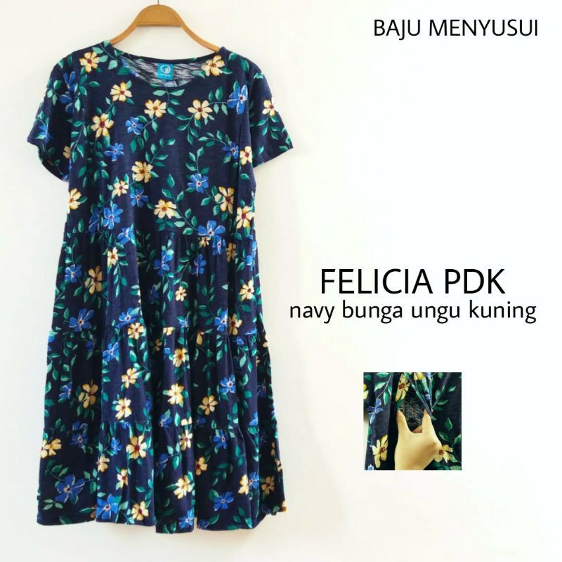 MAMIGAYA Nursing Wear FELICIA Pendek Dress Menyusui Baju ASI