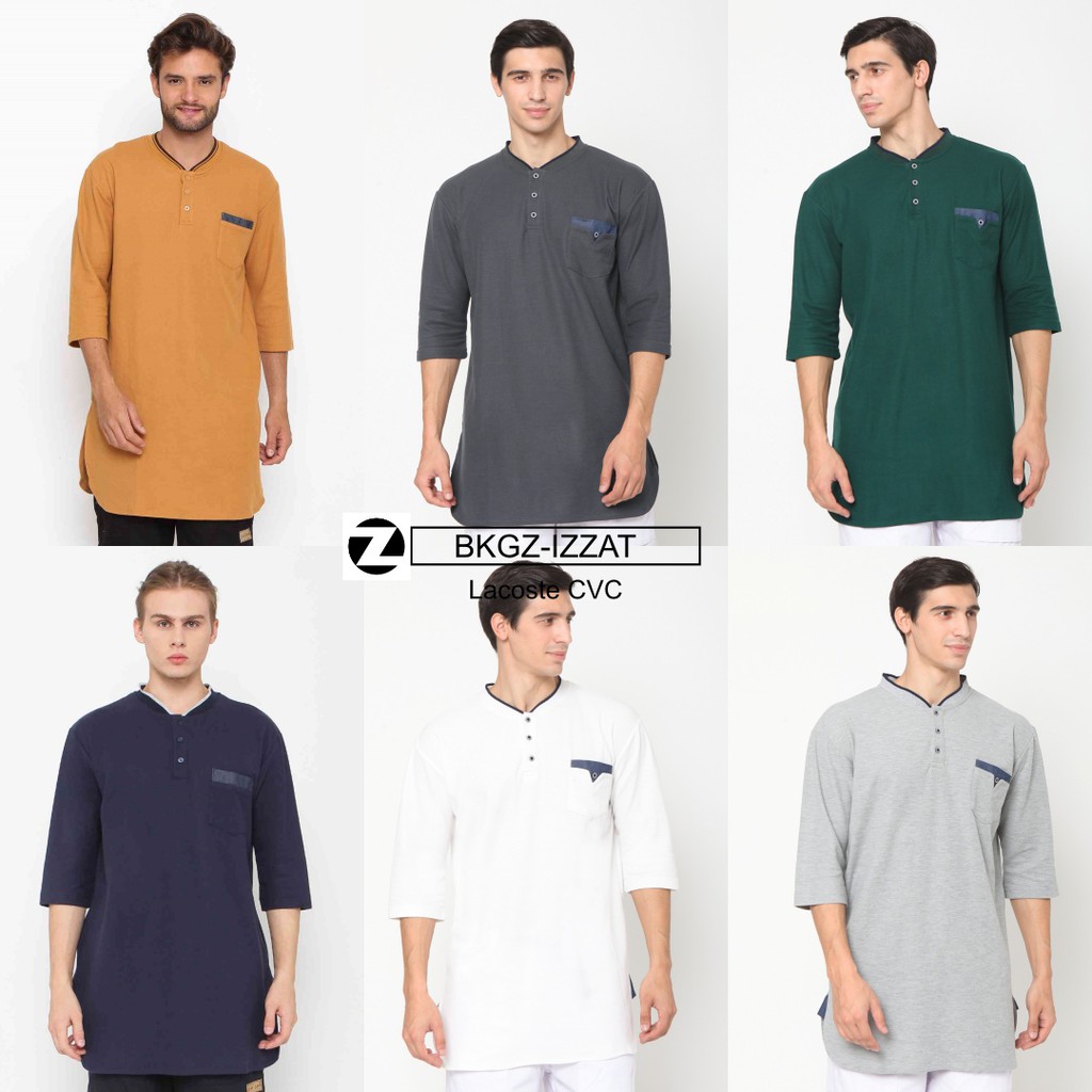 Kaos Gamis Kancing Mualim Pria By Zayidan - Kaos Gamis Kancing Hijau Botol