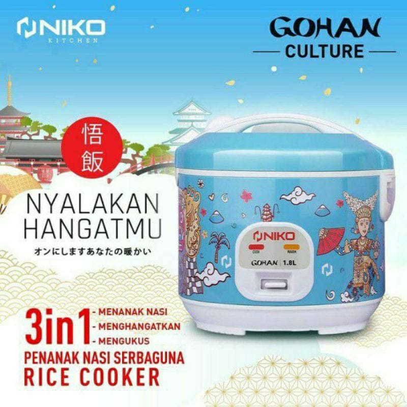 Rice Cooker Niko GOHAN Culture 1.8Liter - Penanak Nasi Serba Guna - Series Terbaru