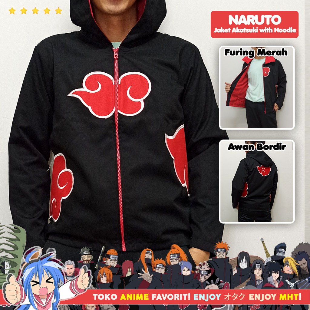 Jaket Hoodie Anime Naruto Akatsuki Itachi Pein Deidara Tobi Sasori Konan Hidan Zetsu Kisame