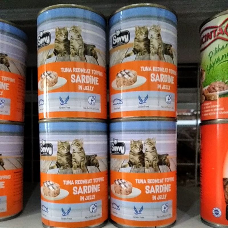 cat food SAVVY kaleng rasa tuna relmeat toping sardine in jelly