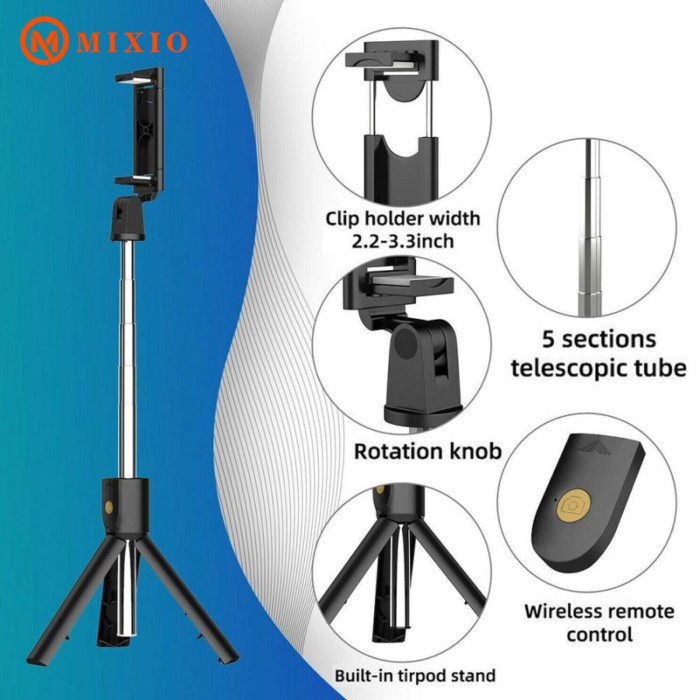 MIXIO - Q07 Selfie Stick Tripod Phone Stand (NON-LED Fill Light)