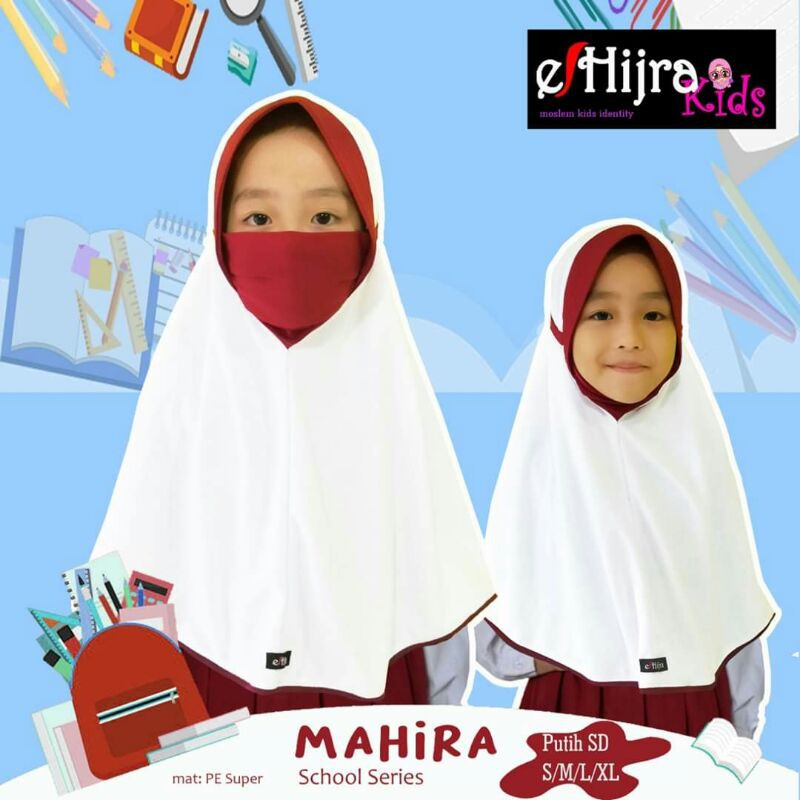 ELHIJRA JILBAB MASKER SERAGAM SD/JILBAB MASKER ANAK/JILBAB SERAGAM PUTIH MERAH/JILBAB SERAGAM SD
