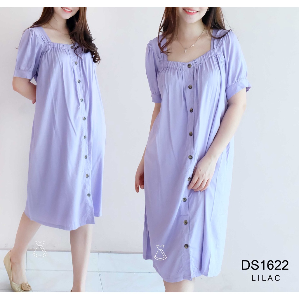 DS1622 - DRESS CASUAL WANITA RAYON TWILL BUSUI FRIENDLY