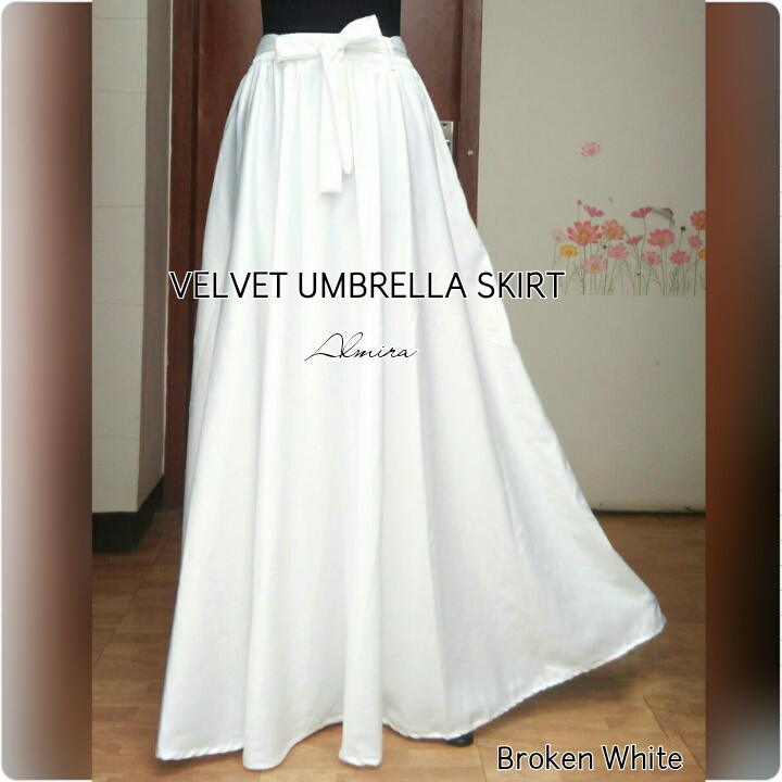 COD - Rok Panjang Payung Wanita Muslim Pesta Velvet Umbrella Skirt - Abeela