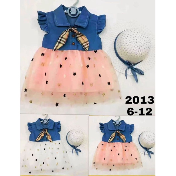 [0-3th] DRESS TUTU ANAK GAUN PESTA FREE TOPI PANTAI / DRESS TILE ANAK IMUT MOTIF STAR / DRESS TUTU ANAK IMPORT PREMIUM / DRESS TUTU TOPI PANTAI